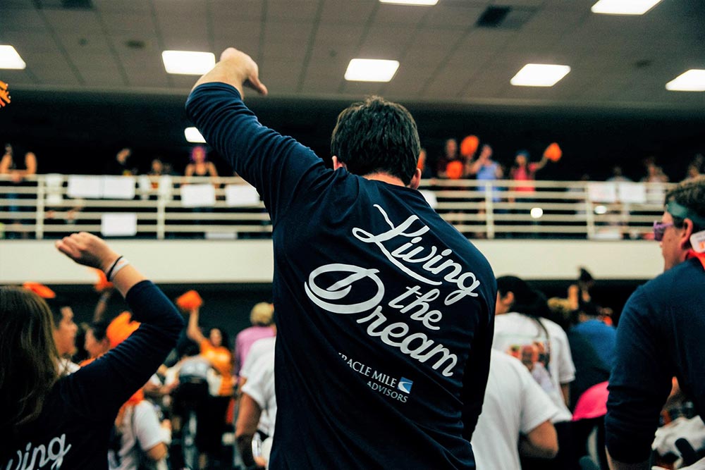 Matt living out the Miracle Mile dream at Cycle for Survival.