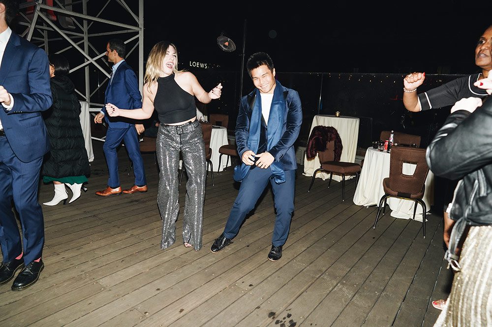 Amanda and Matt on the dance floor at Miracle Mile's annual holiday party.