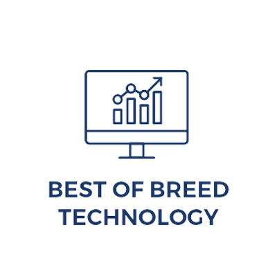 A computer screen with the words best of breed technology written in blue.